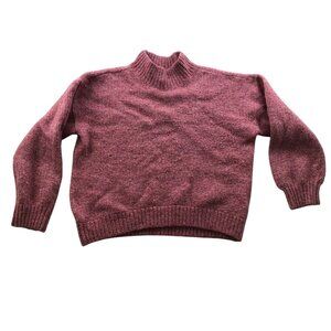 Old Navy Girls Sweater Large Pink Cozy Mock-Neck Shaker-Stitch Cozy
